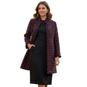Chadwick Tweed Plaid Ruffled Collar Jacket